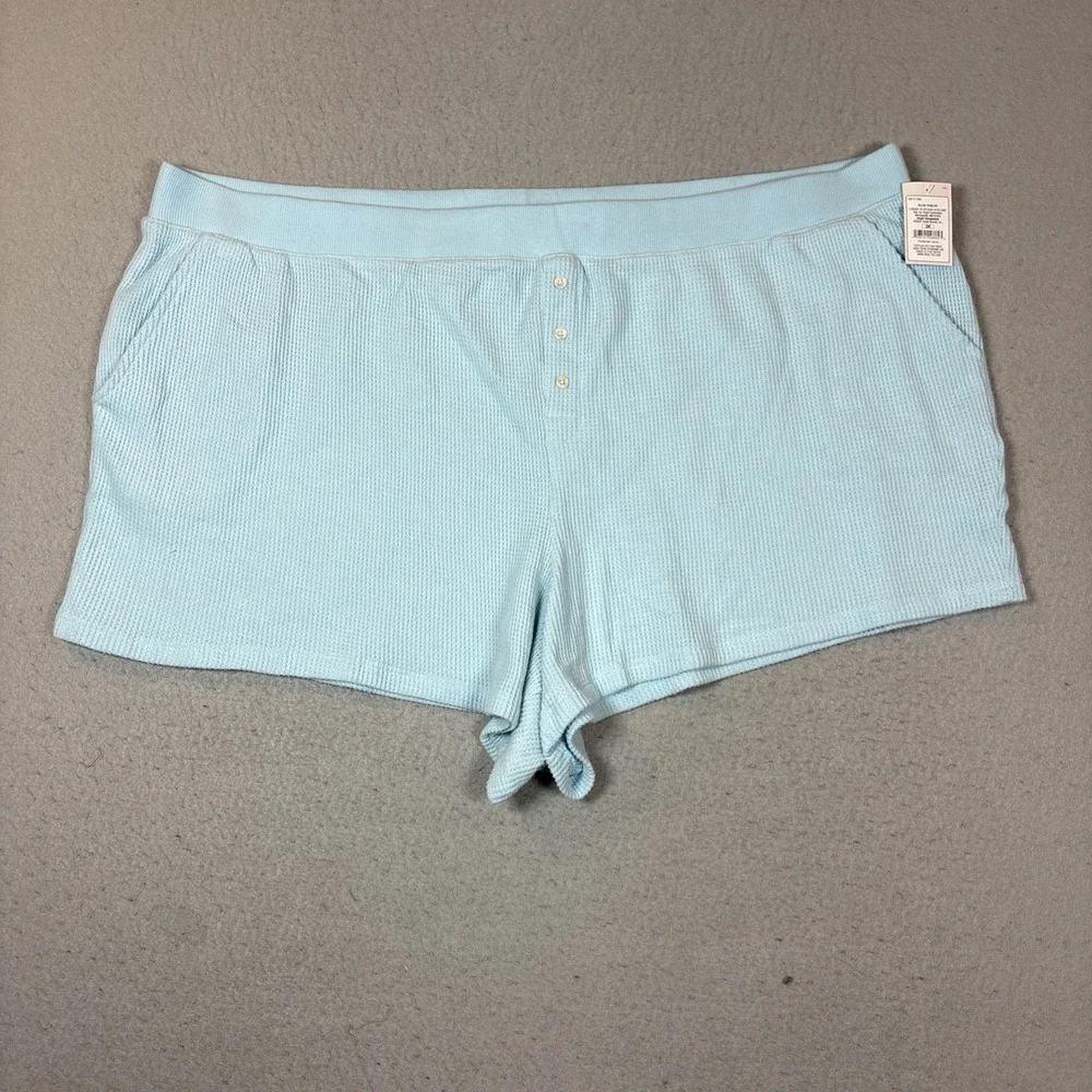 Auden Women's Blue Waffle Knit Pajama Shorts 3X Lounge NWT